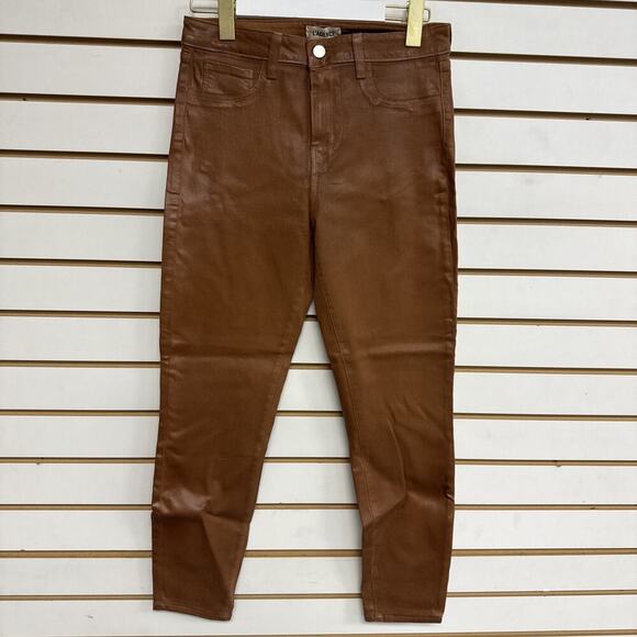 L’AGENCE Margot High Rise Cropped Skinny Jeans Size 30 Java Coated Stretch‎ - Picture 1 of 13